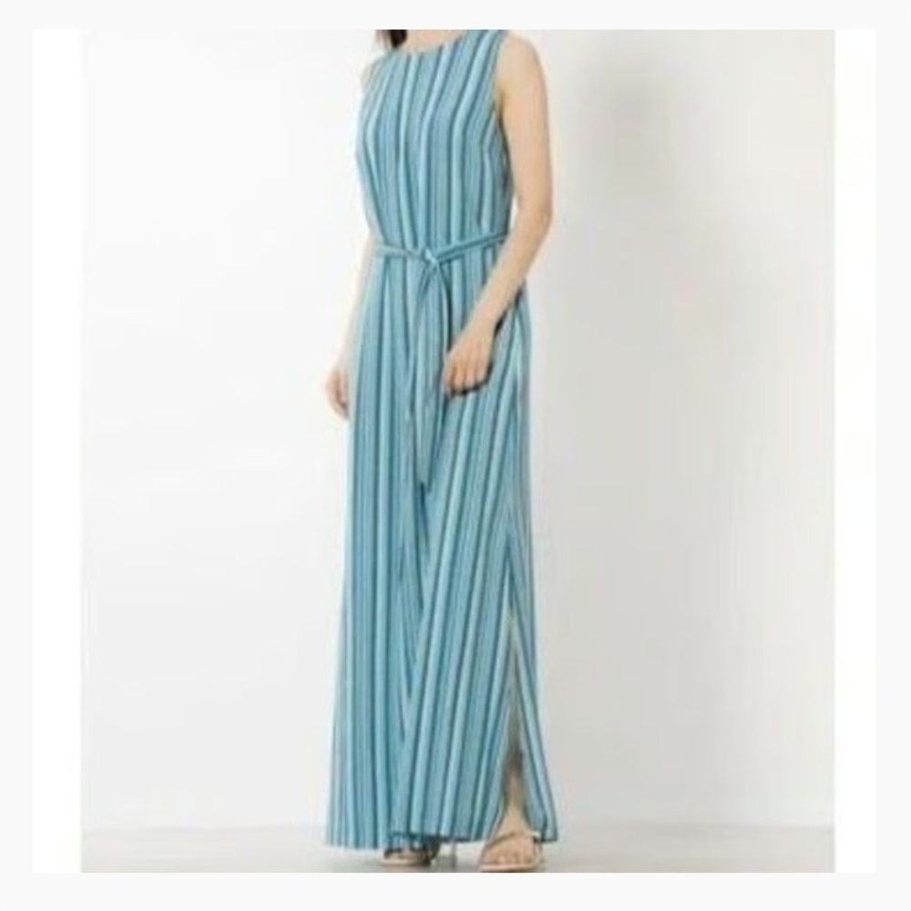 Karl Lagerfeld Teal Striped Maxi Dress